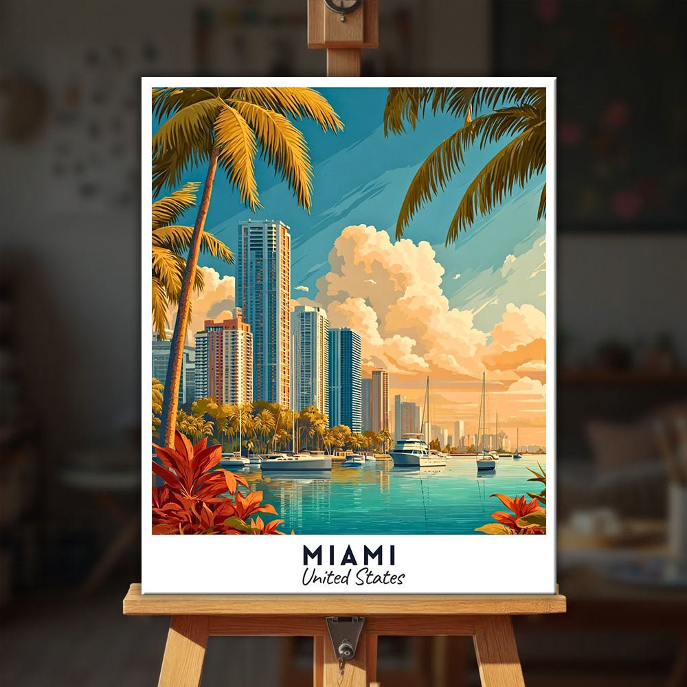 Miami - Travel Poster paint by numbers kit