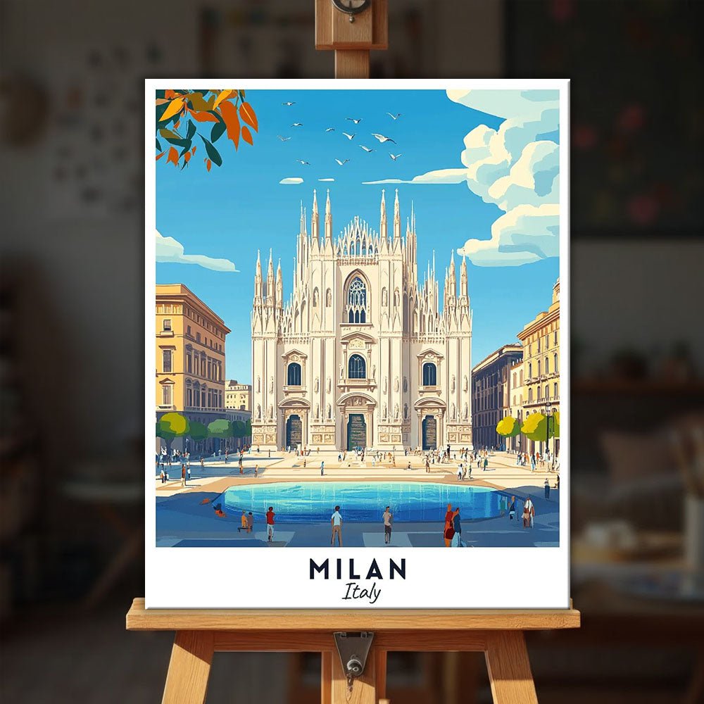Milan - Travel Poster paint by numbers kit