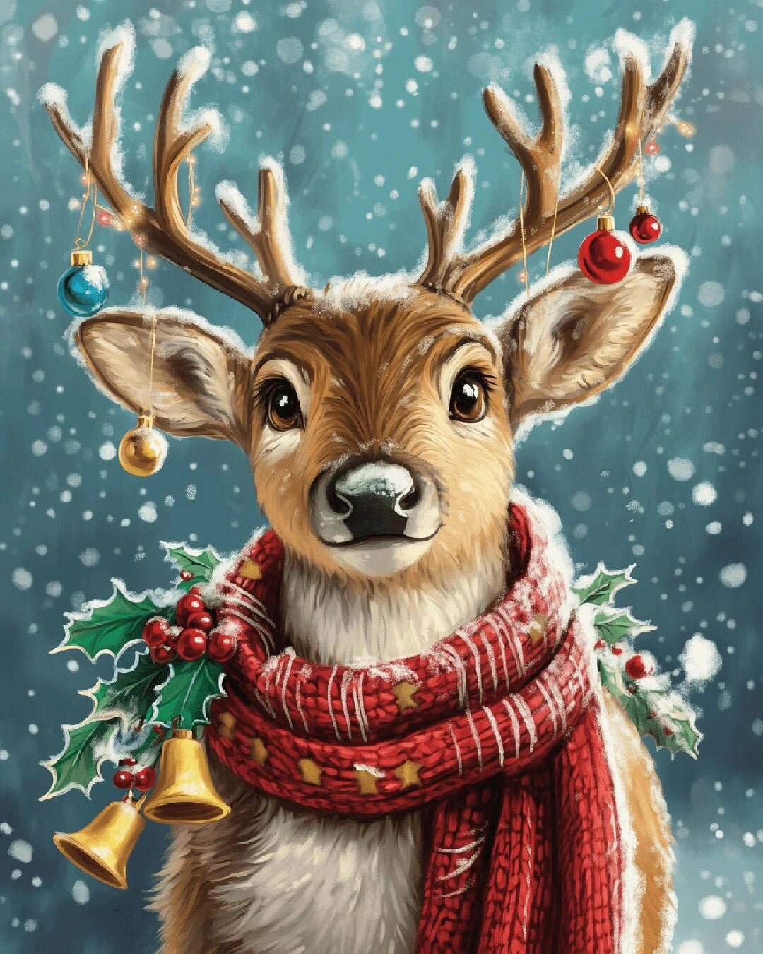 Christmas Reindeer paint by numbers kit