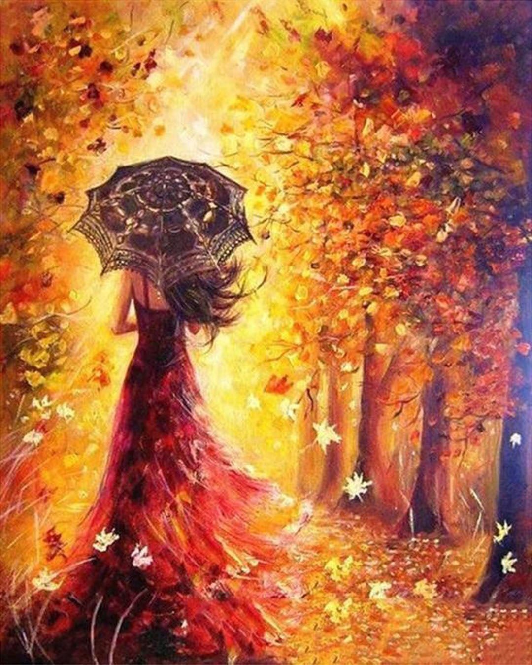 Beautiful Woman in Autumn paint by numbers kit