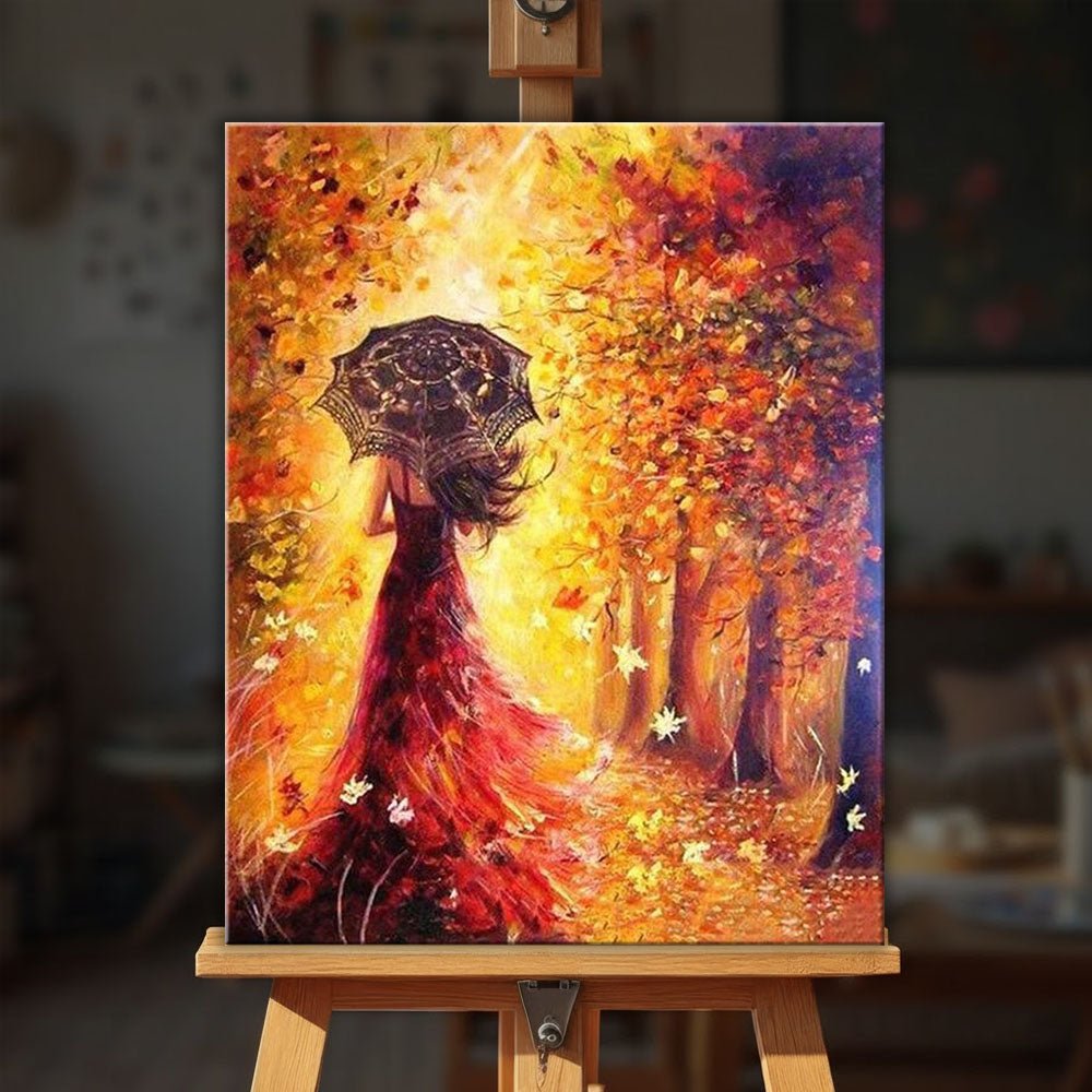 Beautiful Woman in Autumn paint by numbers kit
