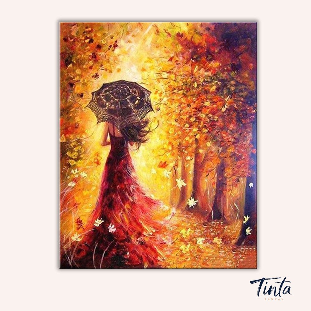 Beautiful Woman in Autumn paint by numbers kit