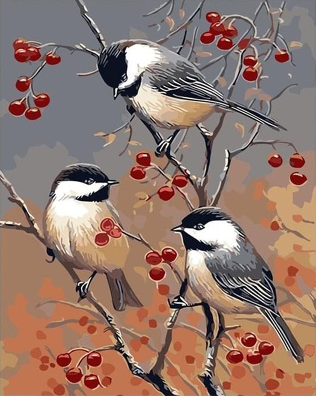 Birds & Red Fruits paint by numbers kit