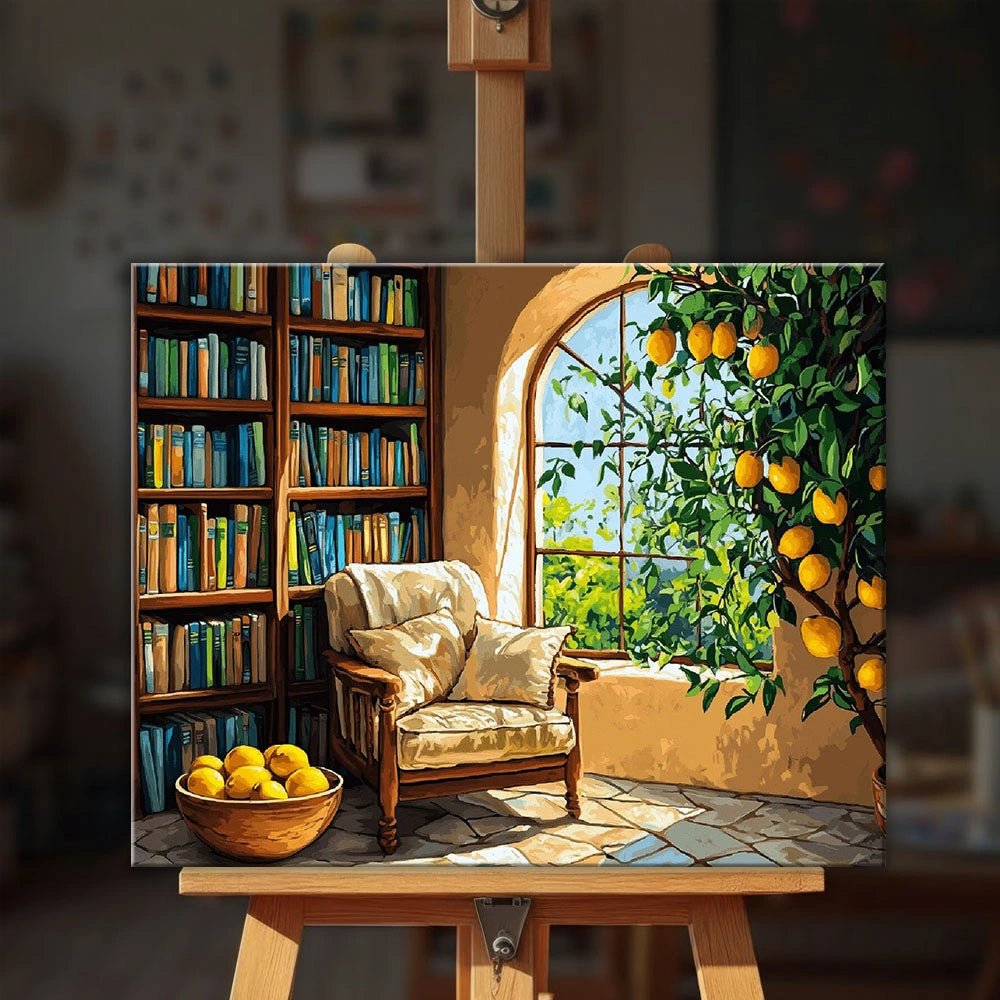 Lemon Reading Nook paint by numbers kit
