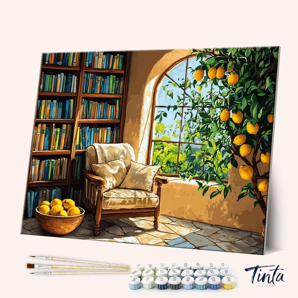 Lemon Reading Nook paint by numbers kit