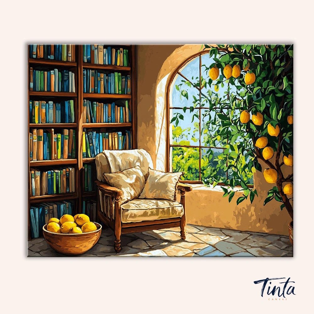 Lemon Reading Nook paint by numbers kit