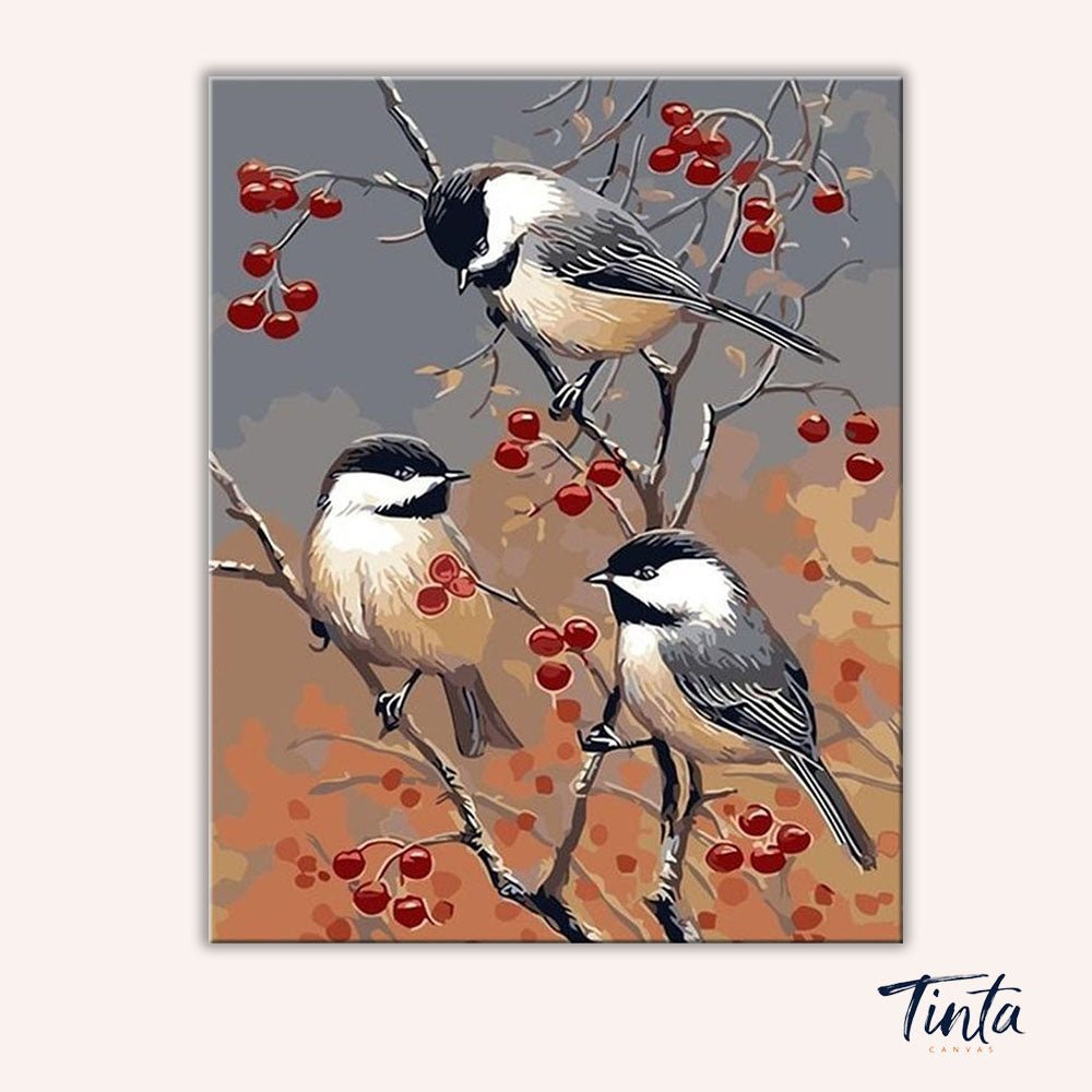 Birds & Red Fruits paint by numbers kit