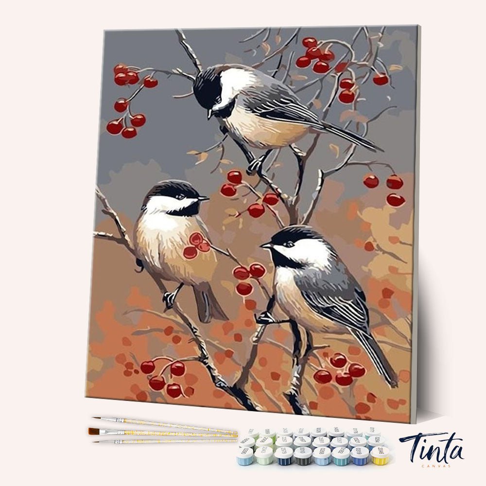 Birds & Red Fruits paint by numbers kit