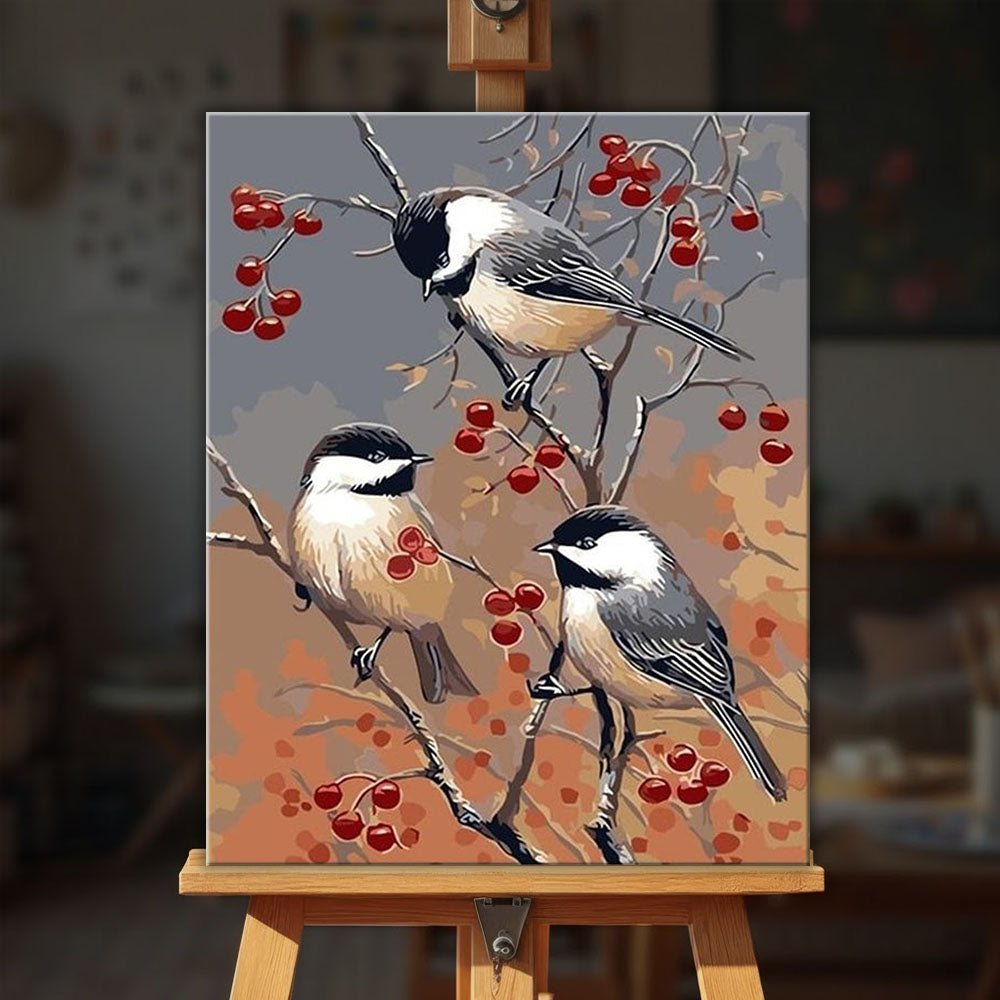 Birds & Red Fruits paint by numbers kit