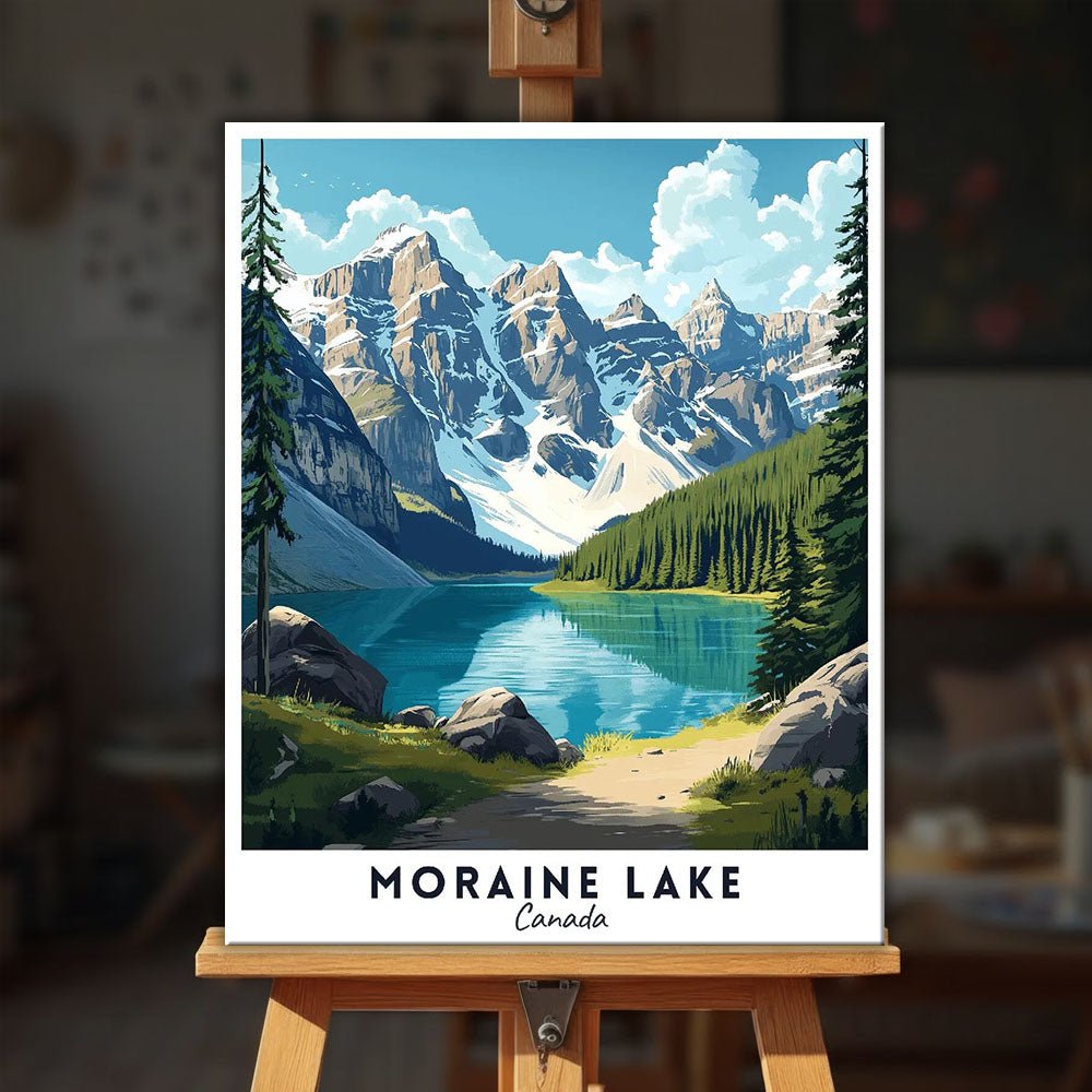 Moraine Lake - Travel Poster paint by numbers kit