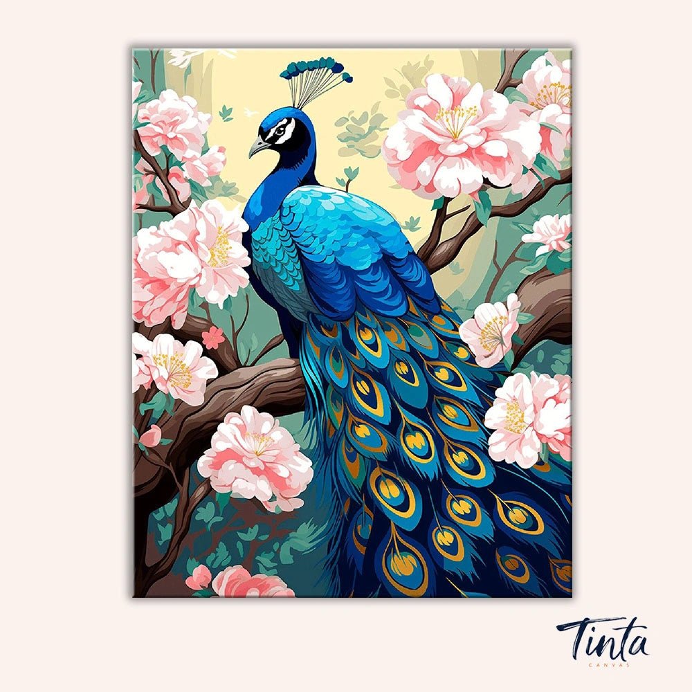 Peacock in Bloom paint by numbers kit