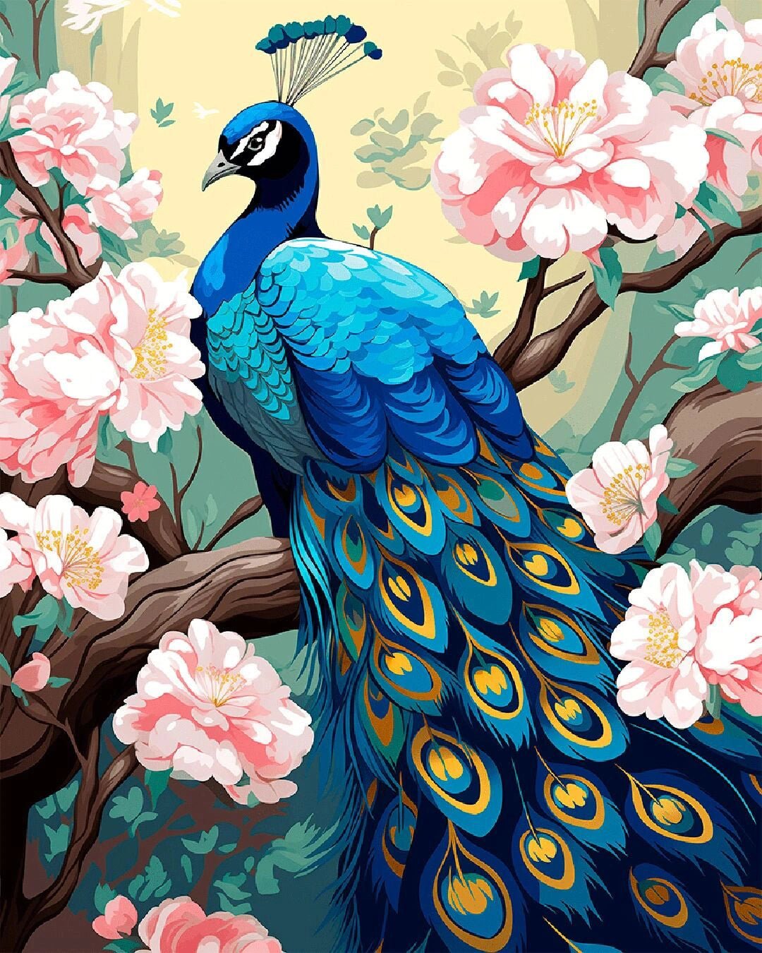 Peacock in Bloom paint by numbers kit