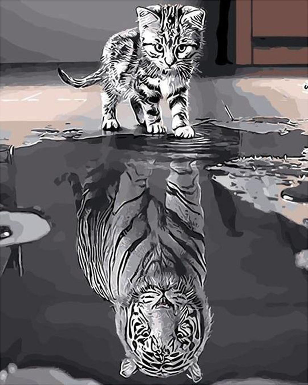 Kitten Reflective Tiger paint by numbers kit