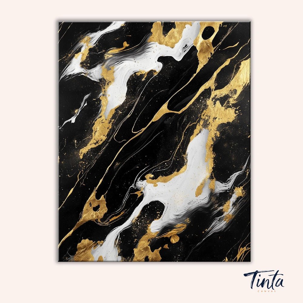 Black Gold Marble paint by numbers kit