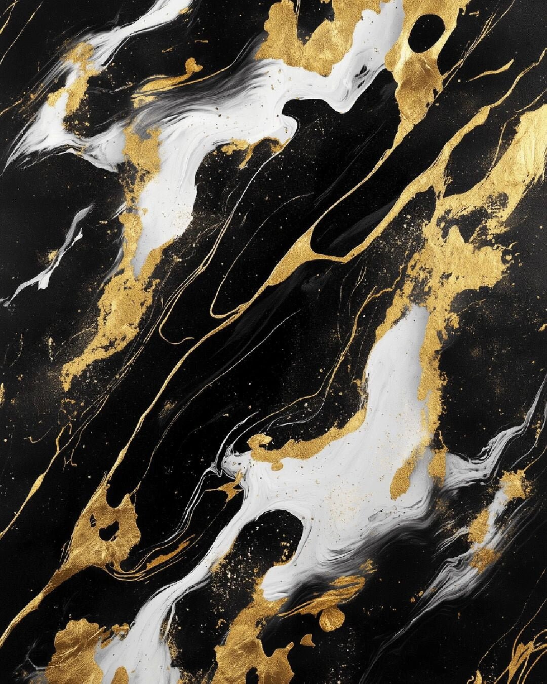 Black Gold Marble paint by numbers kit