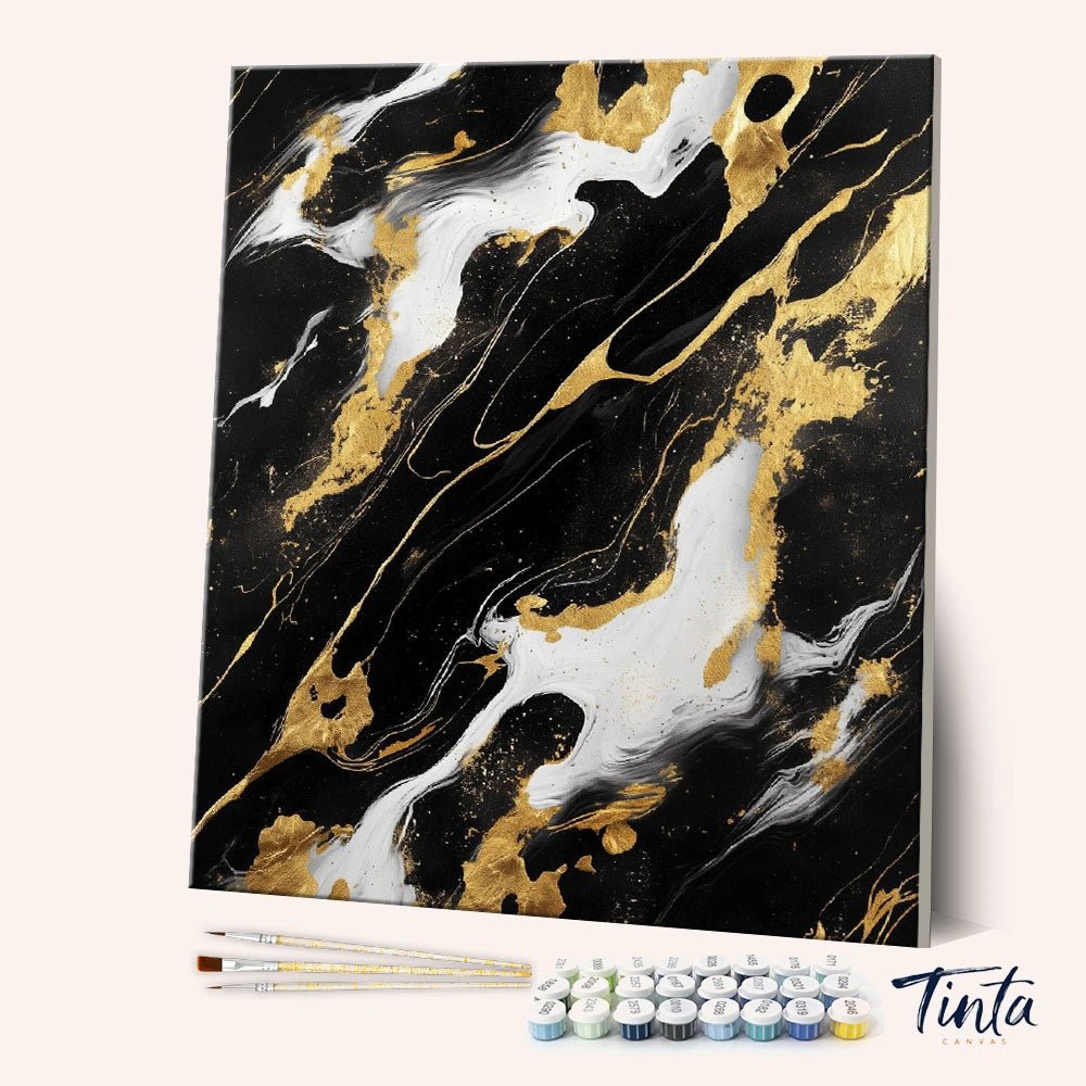 Black Gold Marble paint by numbers kit