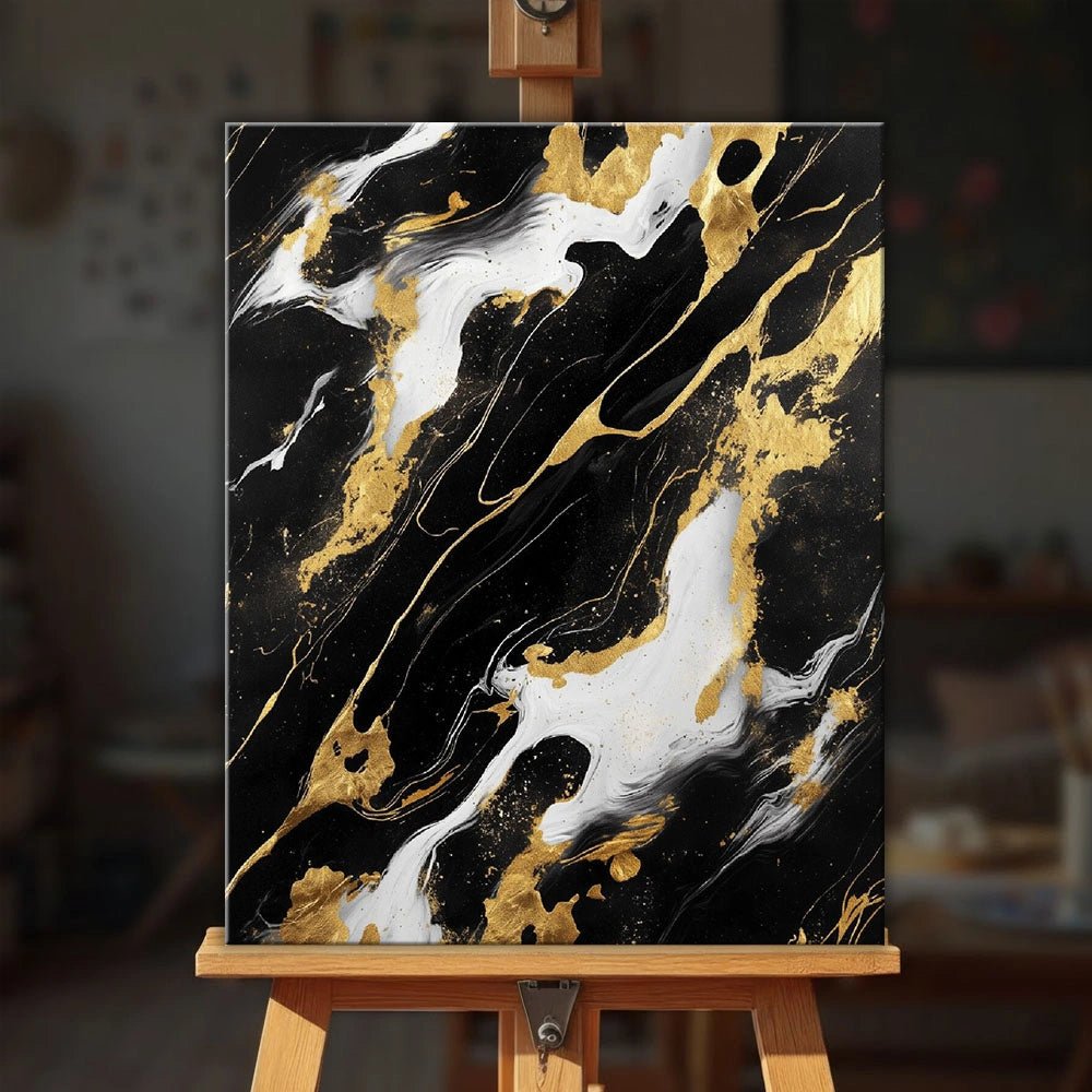 Black Gold Marble paint by numbers kit