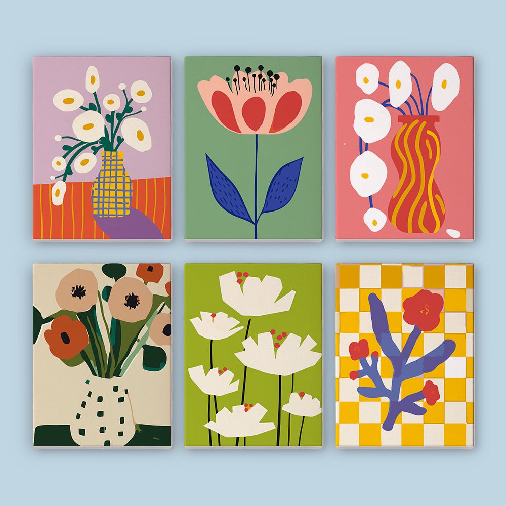 Modern Bloom Gallery - Mini Paint by Numbers Kit (6 Pieces) paint by numbers kit