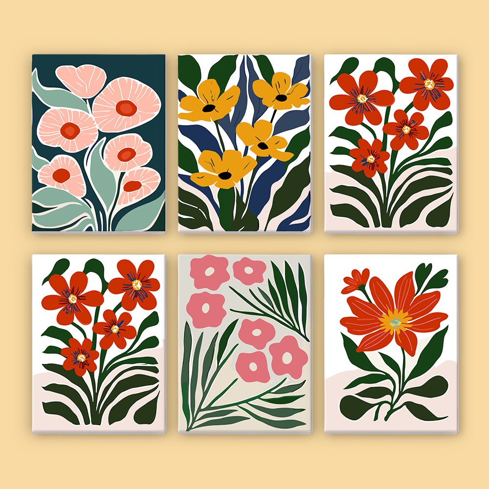 Golden Garden Reverie - Mini Paint by Numbers Kit (6 Piece paint by numbers kit