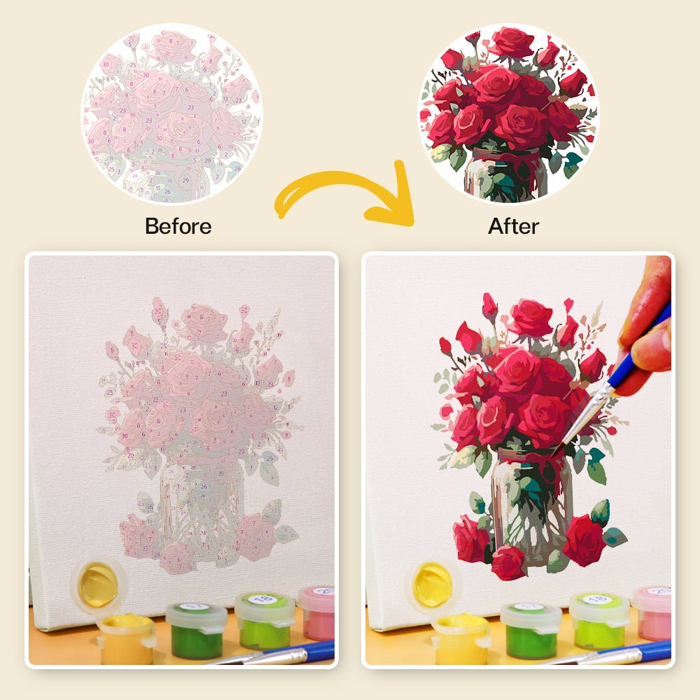 Love Letters & Red Roses - Mini Paint by Numbers Kit (6 Pieces)