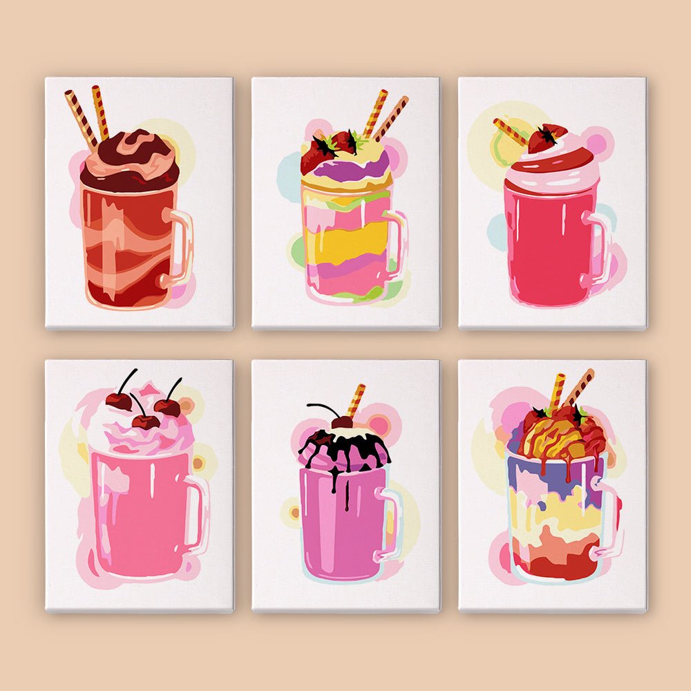 Sweet Sundae Sips - Mini Paint by Numbers Kit (6 Pieces) paint by numbers kit