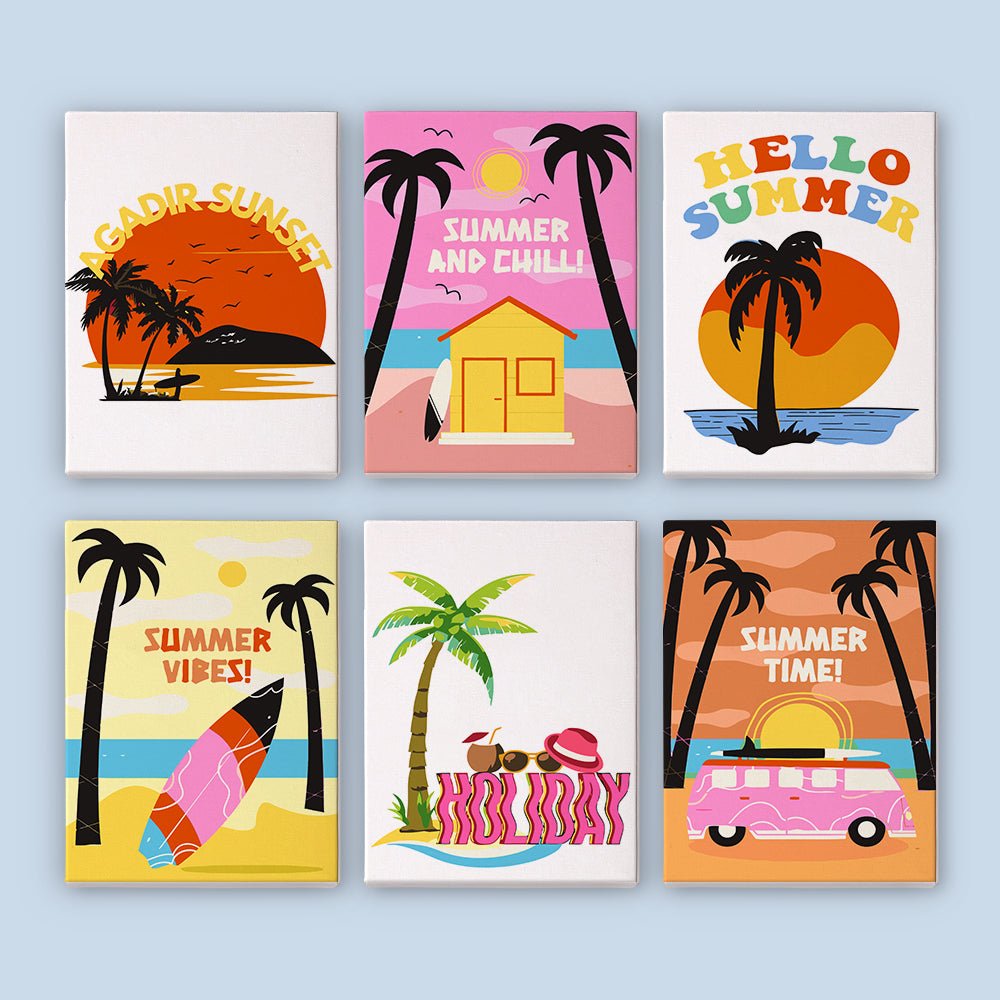 Endless Summer Escape - Mini Paint by Numbers Kit (6 Pieces) paint by numbers kit