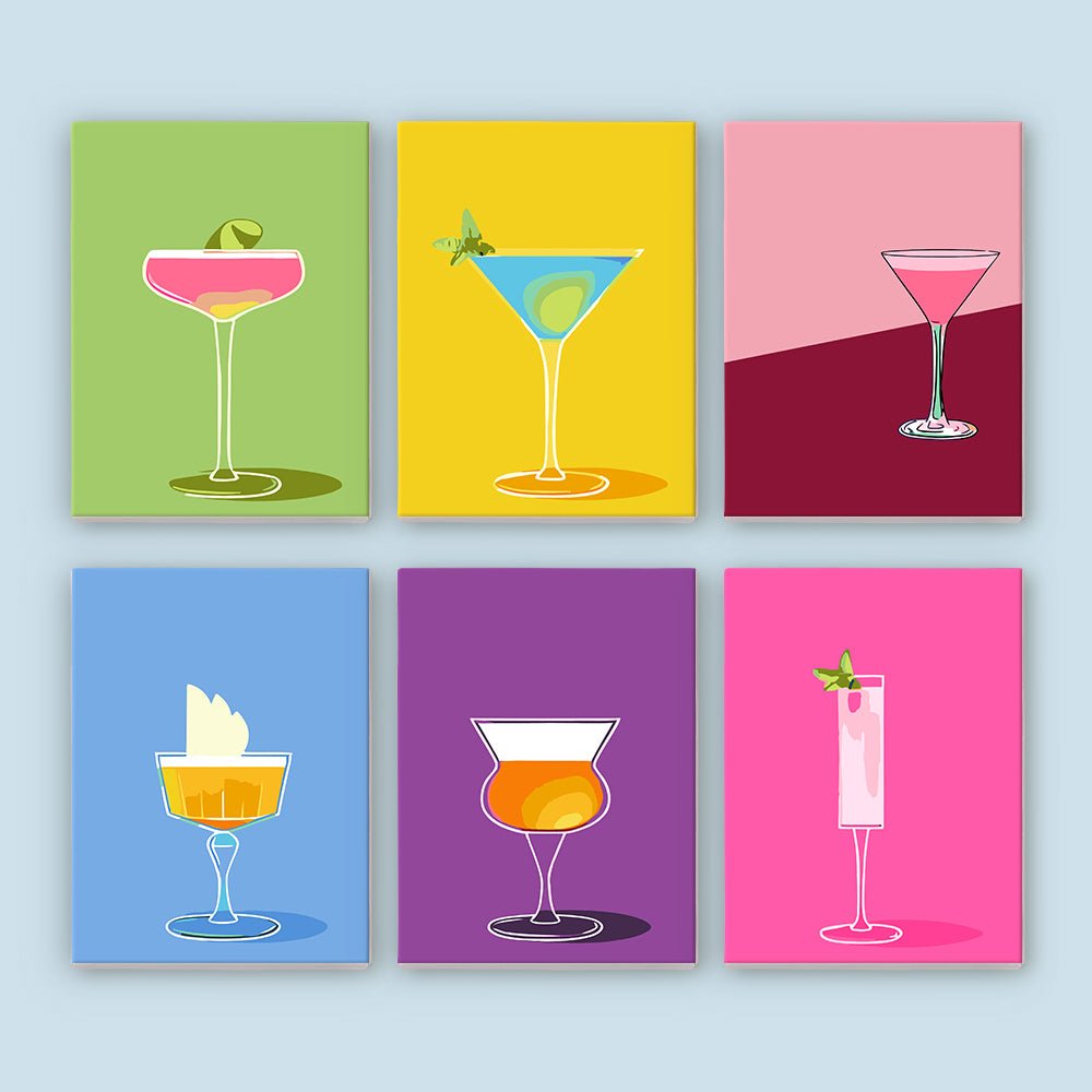 Velvet Cocktail Evenings - Mini Paint by Numbers Kit (6 Pieces) paint by numbers kit