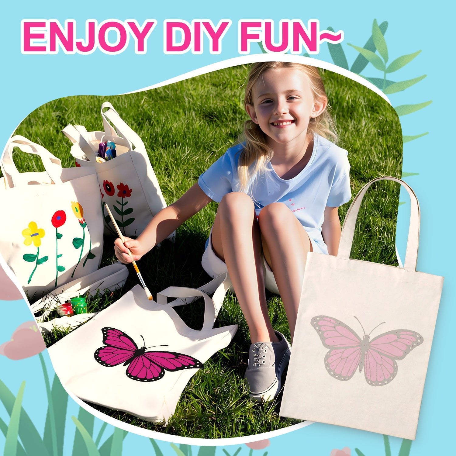 Blush Butterfly Carry Bag paint by numbers kit