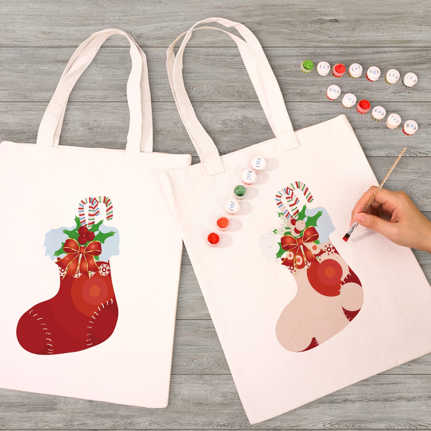 Festive Stocking Carry Bag paint by numbers kit