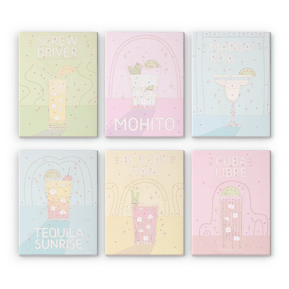 Cocktail Classics - Mini Paint by Numbers Kit (6 Pieces) paint by numbers kit