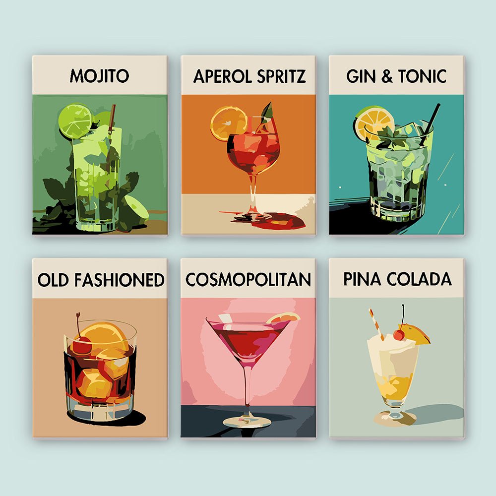 Classic Cocktail Moments - Mini Paint by Numbers Kit (6 Pieces) paint by numbers kit
