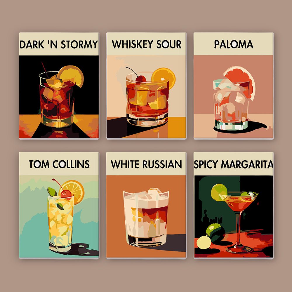 Midnight Mixology - Mini Paint by Numbers Kit (6 Pieces) paint by numbers kit