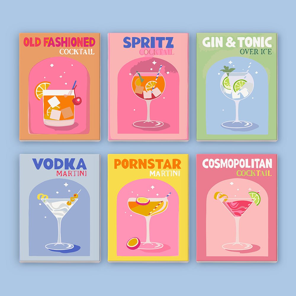Pop Cocktail Parade - Mini Paint by Numbers Kit (6 Pieces) paint by numbers kit