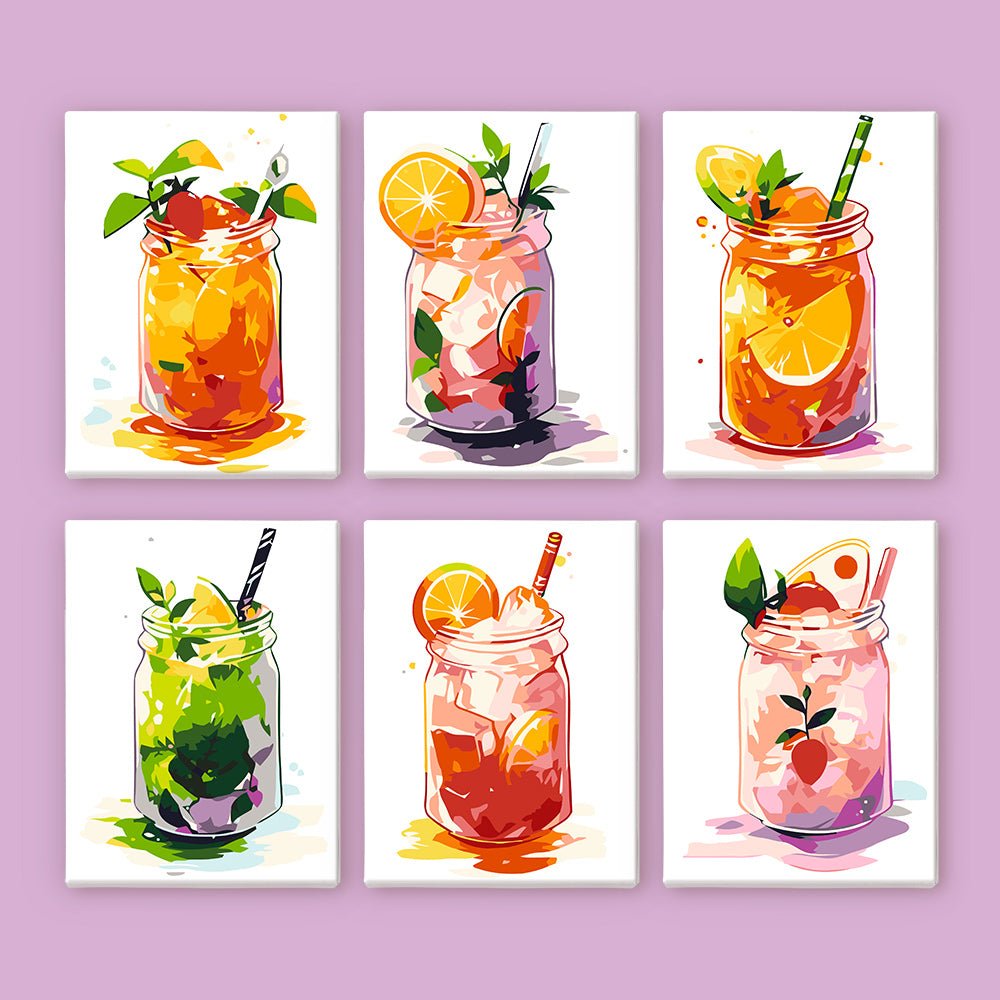 Citrus Mason Drinks - Mini Paint by Numbers Kit (6 Pieces) paint by numbers kit