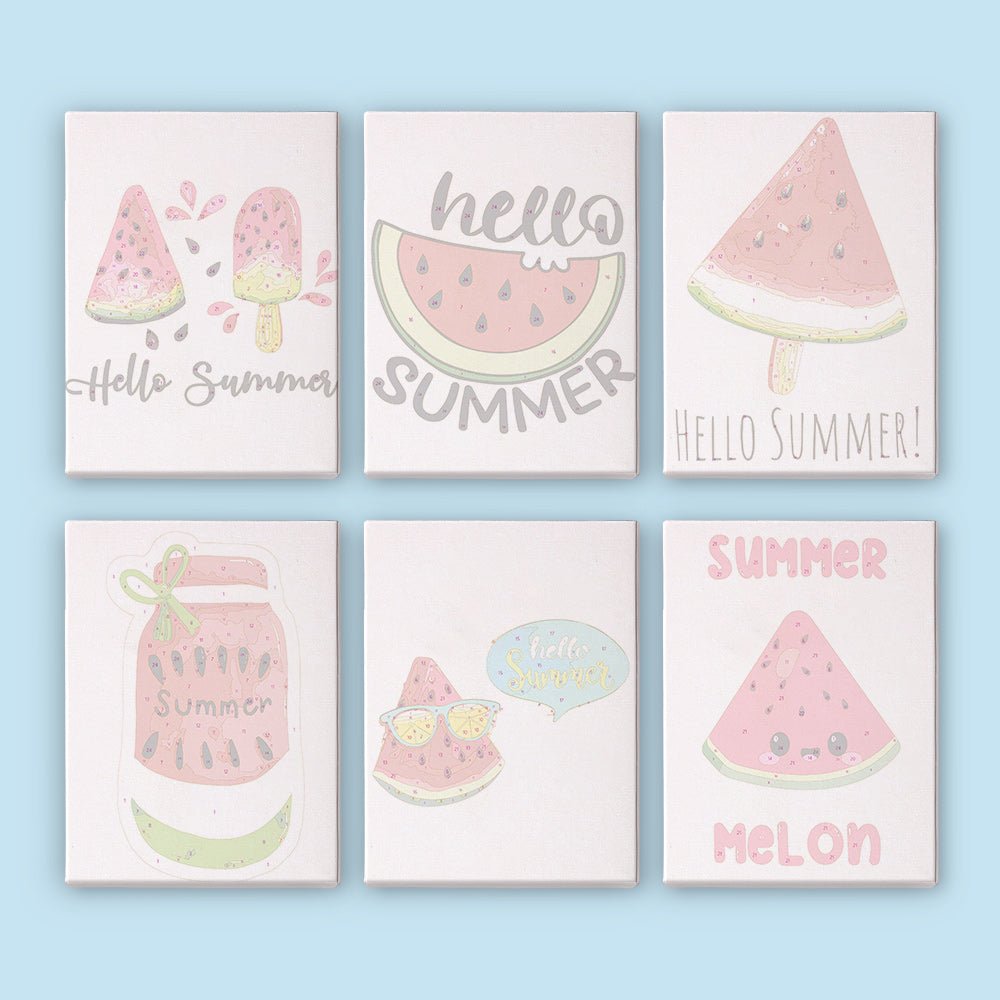 Hello Summer Melon - Mini Paint by Numbers Kit (6 Pieces) paint by numbers kit