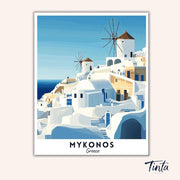 Mykonos - Travel Poster paint by numbers kit