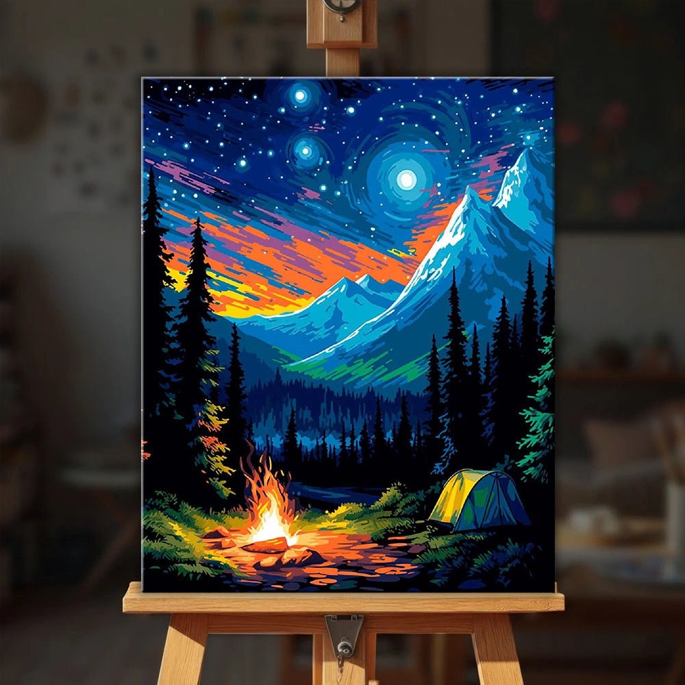 Starlit Mountain Camp paint by numbers kit