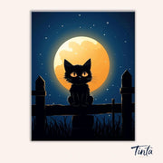Black Cat Moonlight paint by numbers kit
