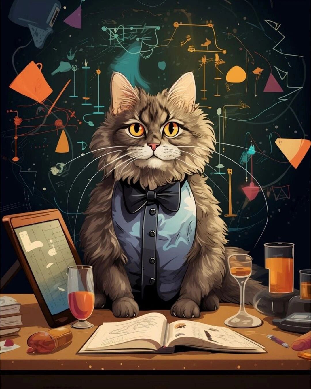 The Scholar Cat paint by numbers kit