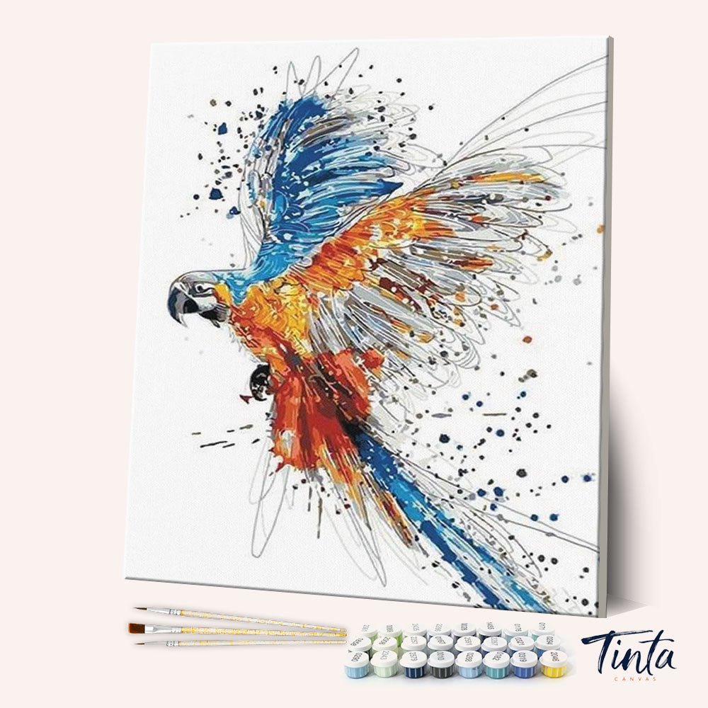 Parrot in Full Flight paint by numbers kit