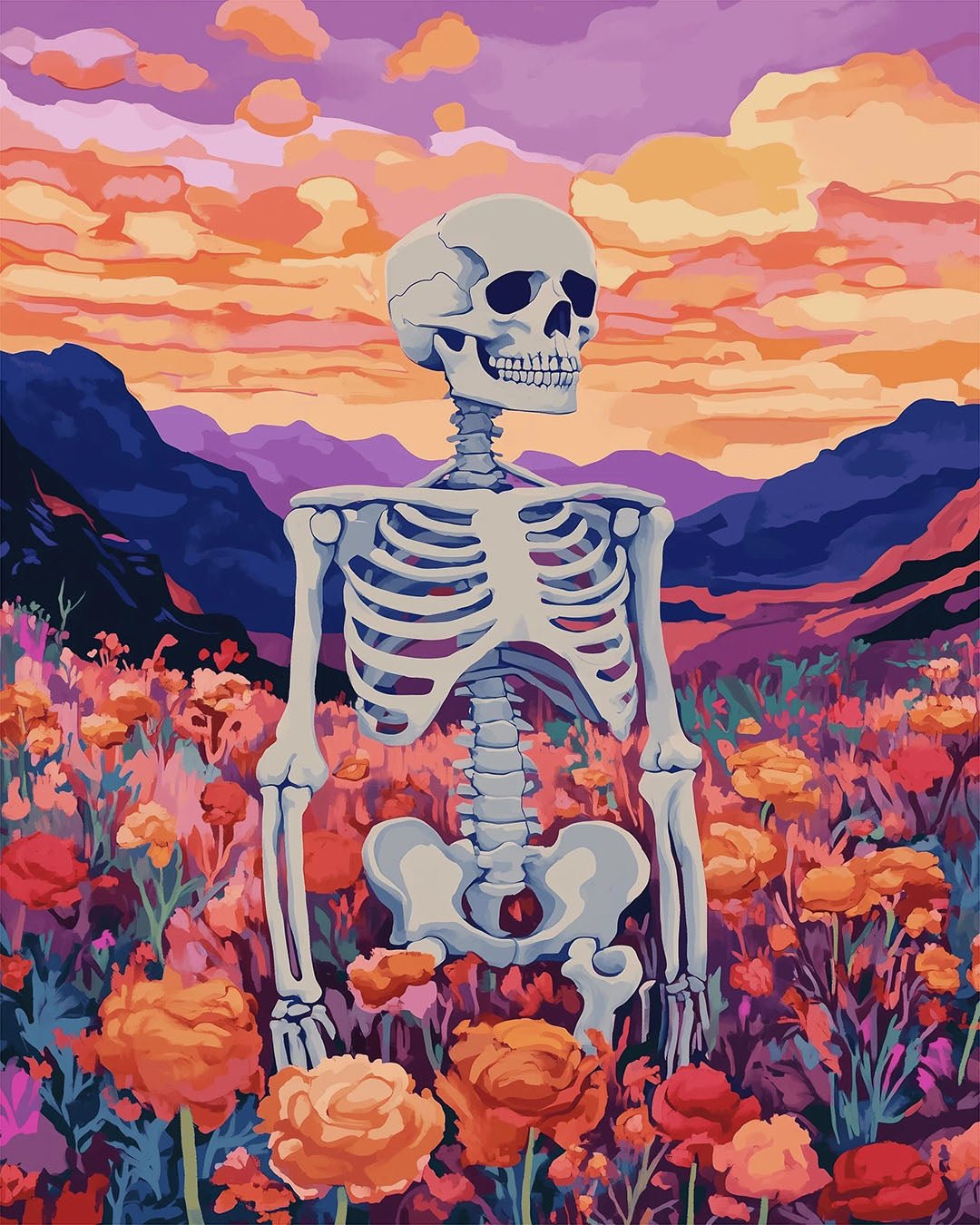 Skeleton Sunset paint by numbers kit