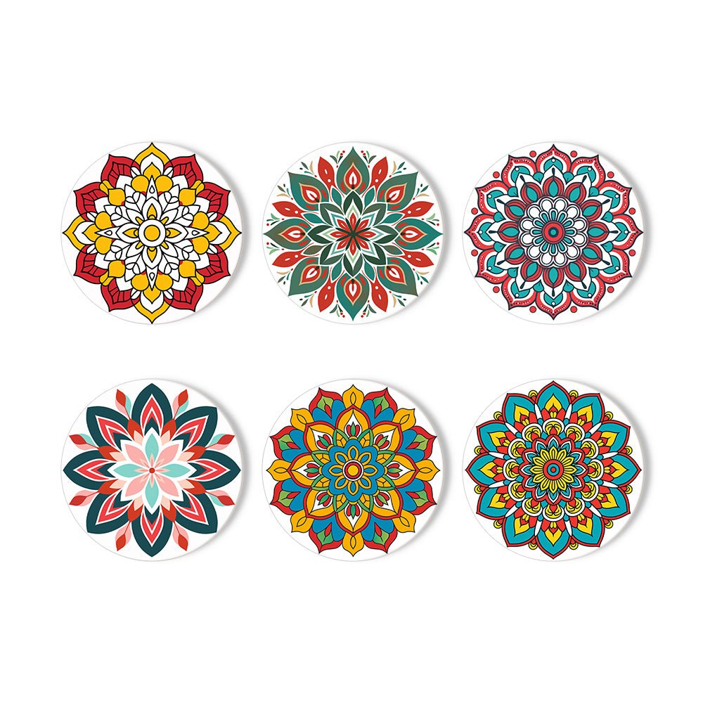 Colorful Mandala Patterns - Coasters Paint by Numbers Kit (6 Pieces) paint by numbers kit