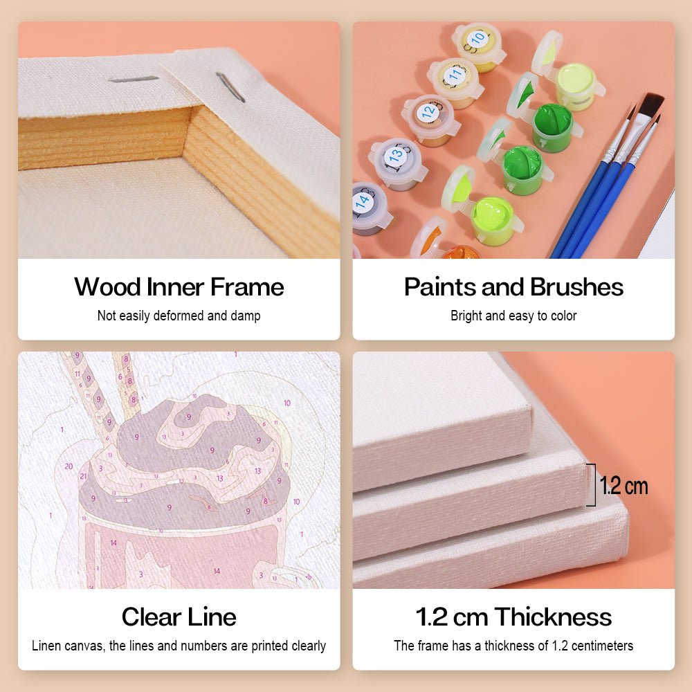 Sweet Sundae Sips - Mini Paint by Numbers Kit (6 Pieces) paint by numbers kit