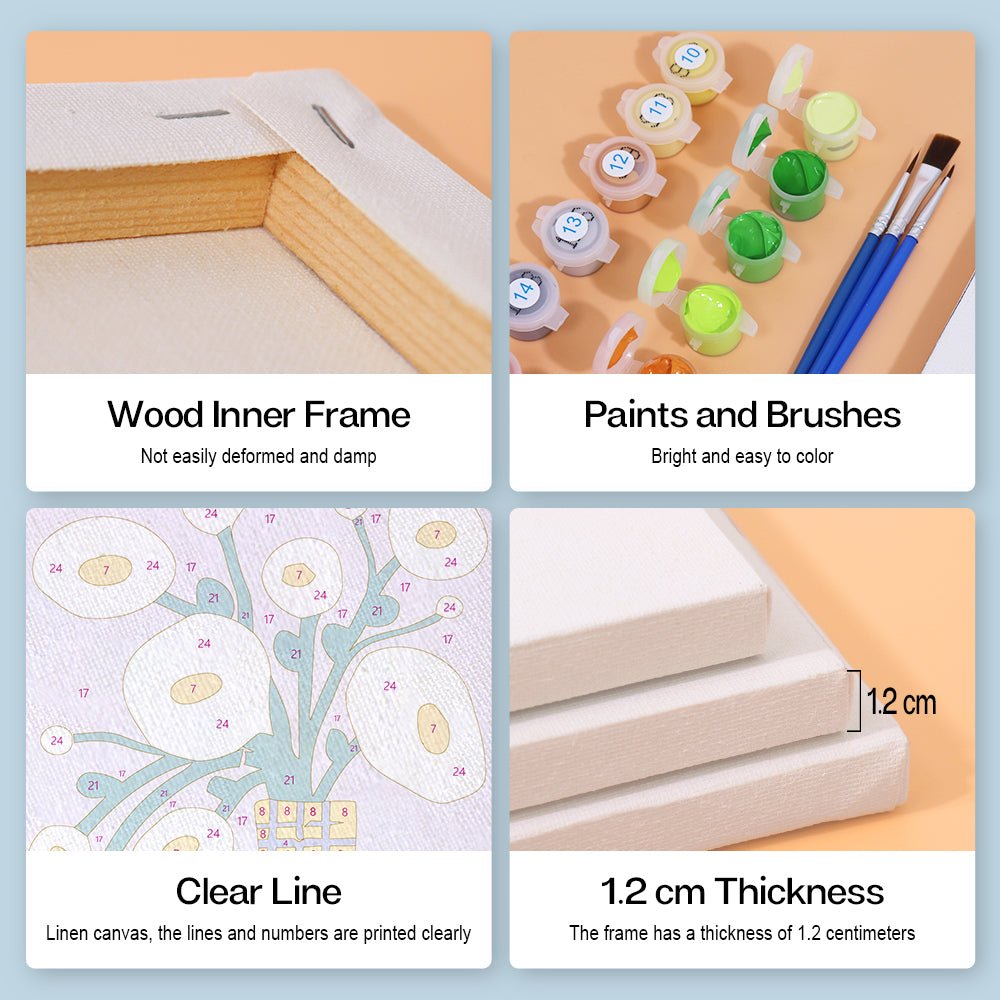 Modern Bloom Gallery - Mini Paint by Numbers Kit (6 Pieces) paint by numbers kit