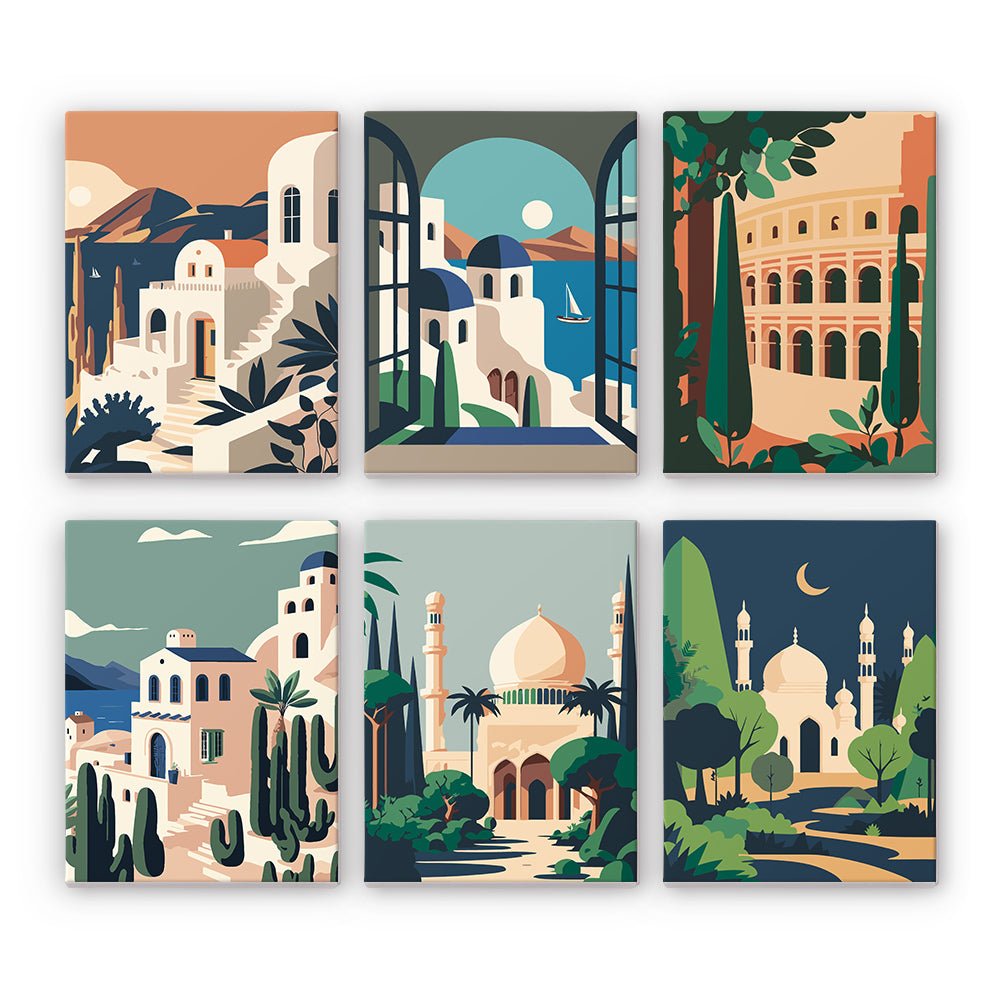 Mediterranean Archways - Mini Paint by Numbers Kit (6 Pieces) paint by numbers kit