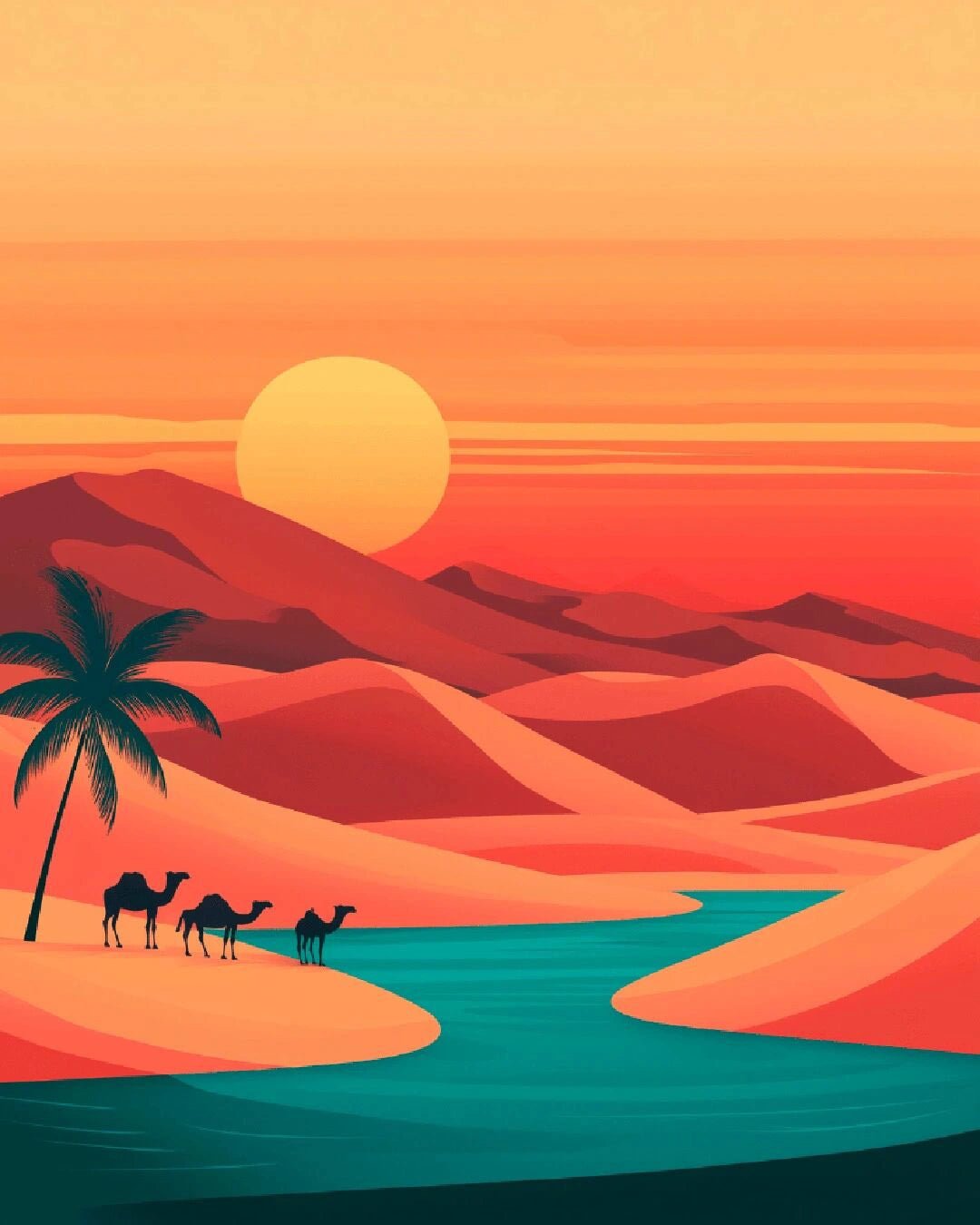 Desert Sunset Oasis paint by numbers kit