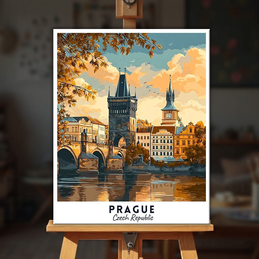 Prague - Travel Poster paint by numbers kit