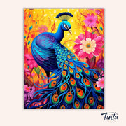 Radiant Peacock Bloom paint by numbers kit