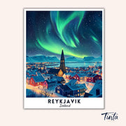 Reykjavik - Travel Poster paint by numbers kit