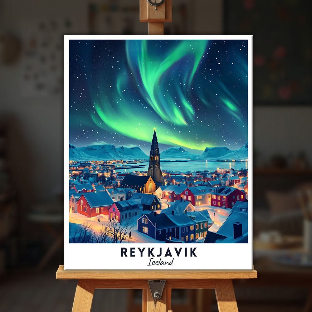 Reykjavik - Travel Poster paint by numbers kit